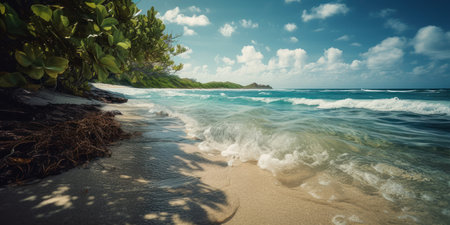 tropical wild beach landscape, generative aiの素材