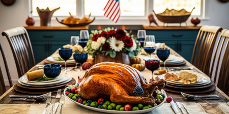 thanksgiving turkey on the table, generative aiの素材