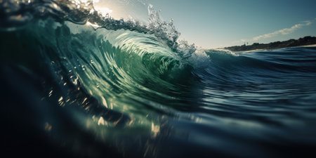 close-up of the wave in the sea, generative aiの素材