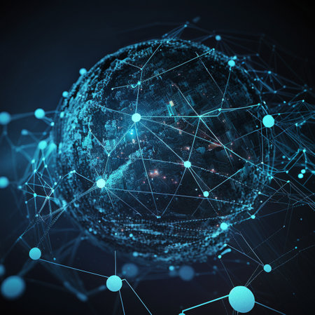 background of communications and digital networks and AI. creative AIの素材