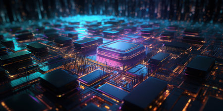 abstract background circuit computer and chip, generative aiの素材