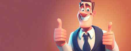 businessman or salesman smiling with thumbs up of approval, generative aiの素材