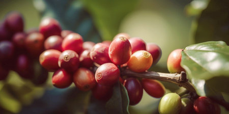 natural coffee beans plantation, generative aiの素材