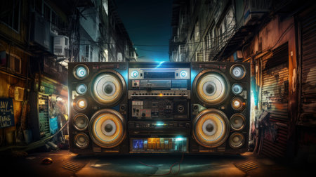 vintage radio cassette, electro-latino, generative aiの素材