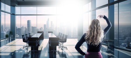 woman with doubt or problem in the meeting roomの写真素材