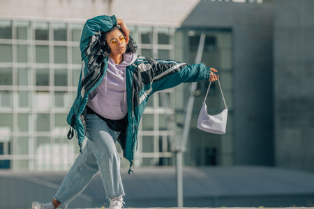 vintage style urban girl dancing