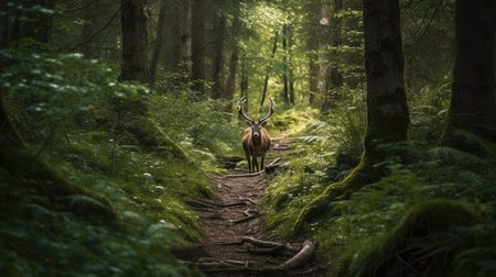 deer in the forest looking at camera, generative aiの素材