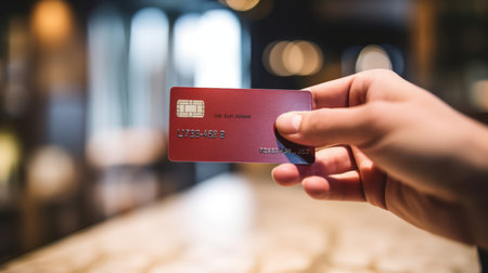 close-up of hand with credit card in store, generative aiの素材