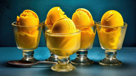 yellow ice cream in cup, generative aiの素材