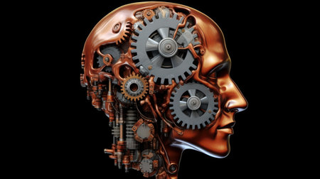 head with bearings and machinery, generative aiの素材