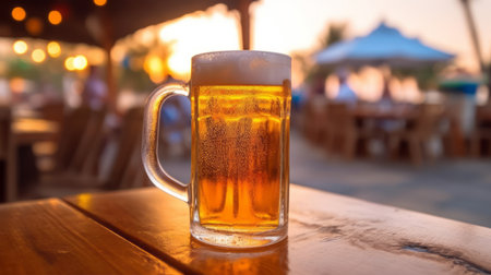 mug of beer in the beach barの素材
