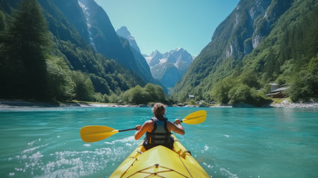 girl canoe or kayak adventureの素材