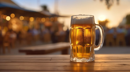 mug of beer in the beach barの素材