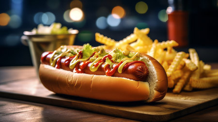 hot dog in a fast food barの素材