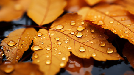 autumn abstract background of fallen leaves close-upの素材