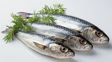 raw sardines isolated on white backgroundの素材