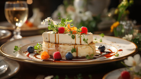 elaborate dish of modern creative cuisineの素材
