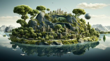 sustainable and ecological ecosystem islandの素材