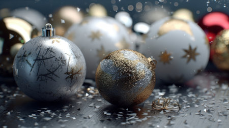 christmas background with christmas balls, generative aiの素材