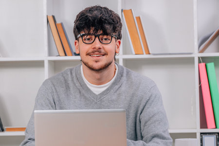 student working with computer or laptop