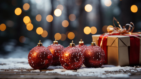 closeup christmas balls with christmas background with spaceの素材