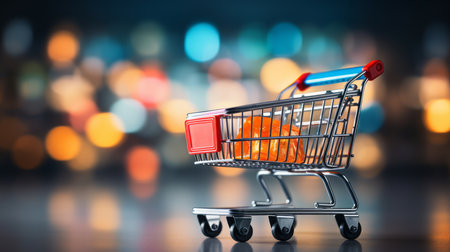 supermarket shopping cart on the streetの素材
