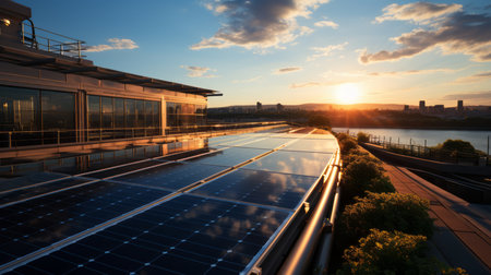 photovoltaic solar panels in an ecological and sustainable environmentの素材