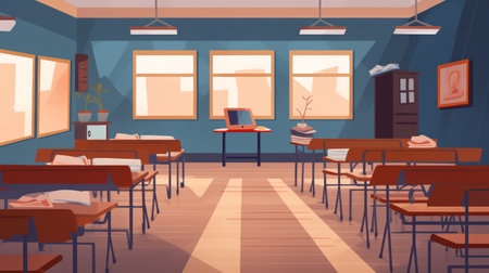 illustration of empty school classroomの素材