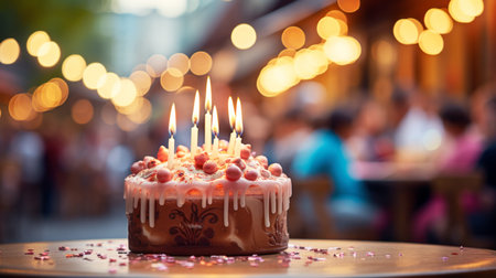 beautiful birthday cake with candles