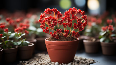 potted plant with heart-shaped flowersの素材
