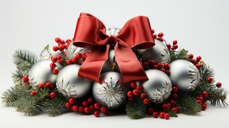 christmas floral centerpiece isolated on backgroundの素材