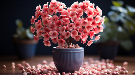 potted plant with heart-shaped flowersの素材