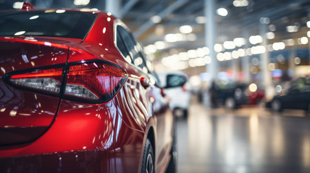 car at the dealership, partial view with copy-space, automobilesの素材