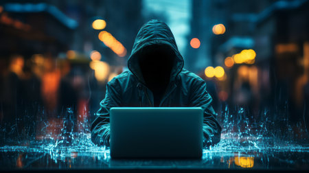 hacker with abstract background of technology and computer securityの素材