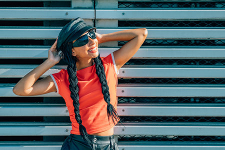 urban girl with sunglasses on the street
