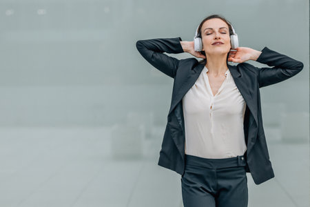 woman headphones listening to music