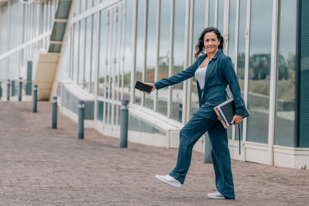 business woman walking full lengthの写真素材