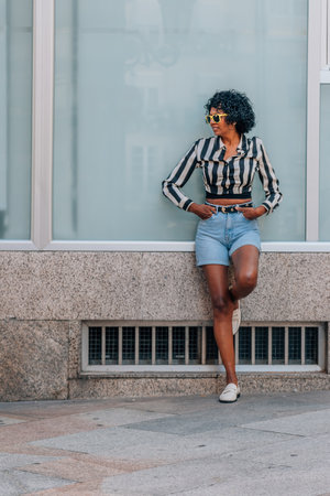 woman on the street outdoorsの写真素材