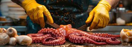 octopus at the fish marketの素材