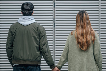 young couple holding hands