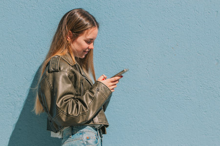 girl with mobile phoneの写真素材