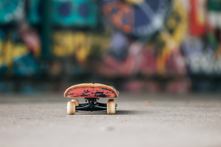 skateboard on the street with copy-spaceの写真素材