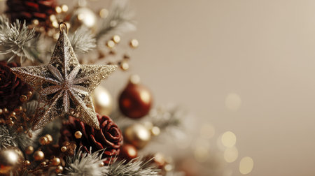 christmas background with ornaments and space for copy or textの素材