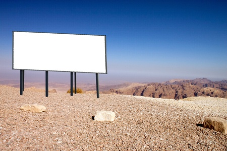 billboard in the desert of southern Jordanの写真素材