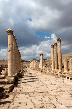 Ancient Jerash. Ruins of the Greco-Roman city of Gera at Jordanの写真素材