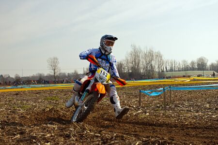 Cerro al Lambro, Lombardy / Italy - March 11, 2012 - Lombardy Regional Championship Enduro organized by Motoclub Melegnanoのeditorial素材