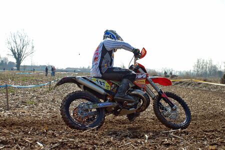 Cerro al Lambro, Lombardy / Italy - March 11, 2012 - Lombardy Regional Championship Enduro organized by Motoclub Melegnanoのeditorial素材