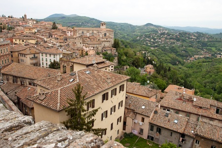 Panoramic view of the city of Perugia, Umbria - Italyの写真素材