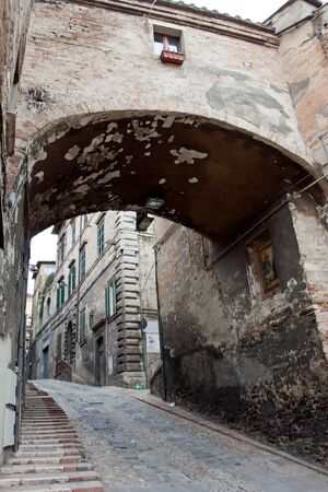 Alley in the historic center of Perugia, Umbria - Italyのeditorial素材