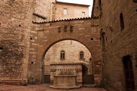 Famous fountains in the square in the center of Perugia, Umbria - Italyのeditorial素材